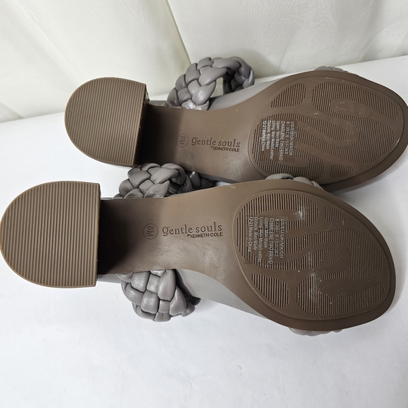 Gentle Souls by Kenneth Cole Gray Charlene Two Braid Heeled Sandal Size 8 - Picture 7 of 11